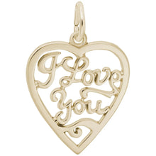 Load image into Gallery viewer, I Love You&#39; Open Heart Charm - Yellow Gold - 18.5 mm x 19.5 mm
