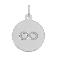 Load image into Gallery viewer, Infinity - Rhodium finished Sterling Silver, 12.5mm diameter.
