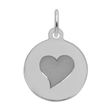Load image into Gallery viewer, Heart - Rhodium finished Sterling Silver, 12.5mm diameter. 
