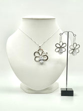 Load image into Gallery viewer, Silver Flower with CZ Teardrop Accent - Set
