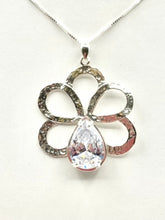Load image into Gallery viewer, Silver Flower with CZ Teardrop Accent - Pendant
