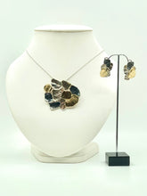 Load image into Gallery viewer, Mosaic set in Sterling Silver with Rhodium plating and 14k Yellow Gold plating.
