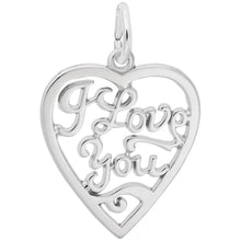 Load image into Gallery viewer, I Love You&#39; Open Heart Charm - Sterling Silver or White Gold - 18.5 mm x 19.5 mm
