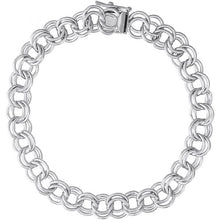 Load image into Gallery viewer, Classic Double Link Curb Charm Bracelet with Box and Safety Clasp. Made in Canada.  Link - 7.4mm. Available in 7&quot; and 8&quot; inch lengths.
