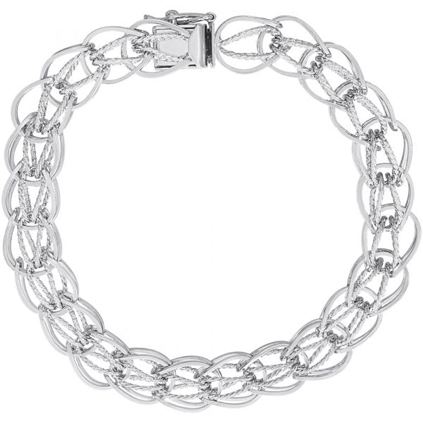 Classic Oval Fancy Link Charm Bracelet. Made in Canada. with Box And Safety Clasp.  Links - 8,7mm x 8.4mm.  Available in 7