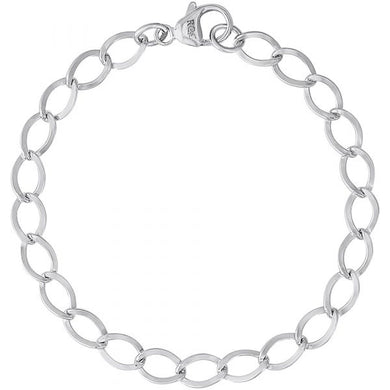 Classic Dapped Curb Link Charm Bracelet with Lobster Claw Clasp. Links - 4.7mm. Sterling Silver. Made in Canada.  