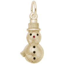 Load image into Gallery viewer, Snowman with top hat in Yellow Gold - 18.69 mm tall.
