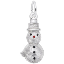 Load image into Gallery viewer, Snowman with top hat in Sterling Silver or White Gold - 18.69 mm tall.
