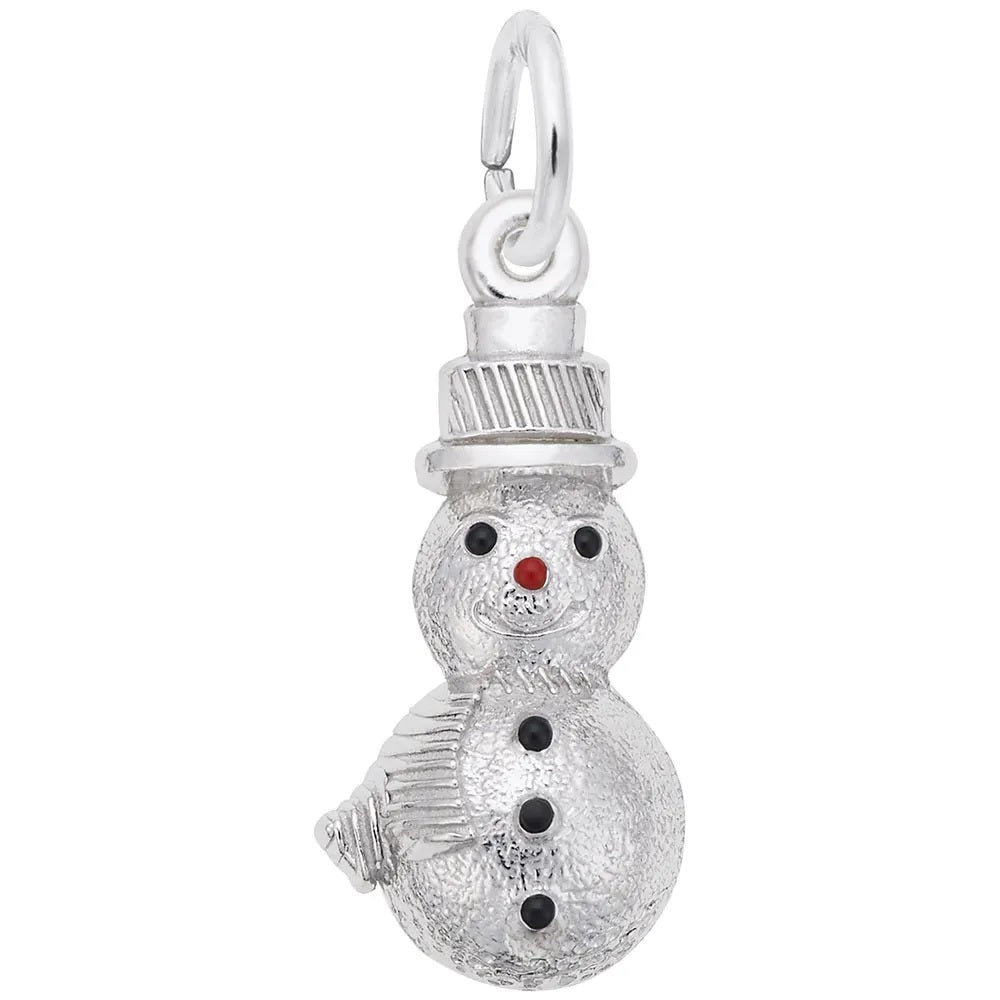 Snowman with top hat in Sterling Silver or White Gold - 18.69 mm tall.