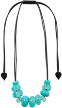 Load image into Gallery viewer, Turquoise marbleised beads, 1.5-3.8cm diameter, adjustable length to 38&quot;
