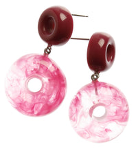 Load image into Gallery viewer, Fuchia coloured stud type earring.  Sterling silver post.  Bead - 4cm diameter
