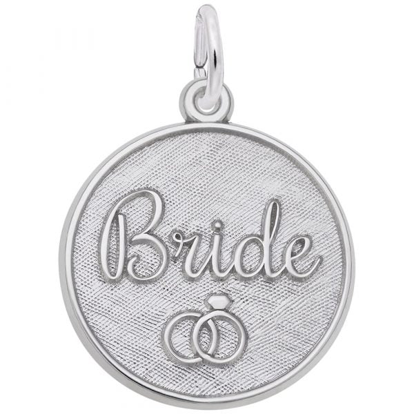 19m dia. disc, white, embossed with Bride  and two entwined wedding rings