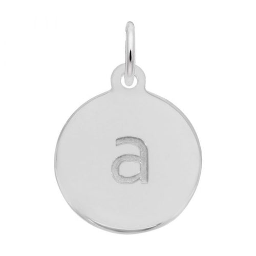 12.5 x 12.5 disc, white,  with block lower case letter a