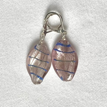 Swirl  Murano earrings - 22mm, in silvery finish, complete with Sterling Silver lever backs.