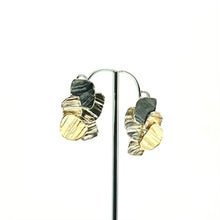 Load image into Gallery viewer, Mosaic earrings of Sterling Silver with Rhodium plating and 14k Yellow Gold plating - 27x18mm.
