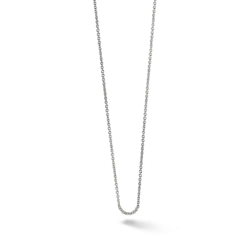 The perfect chain to match your Keepsakes.  Rhodium finished Sterling Silver Rolo in  18-20