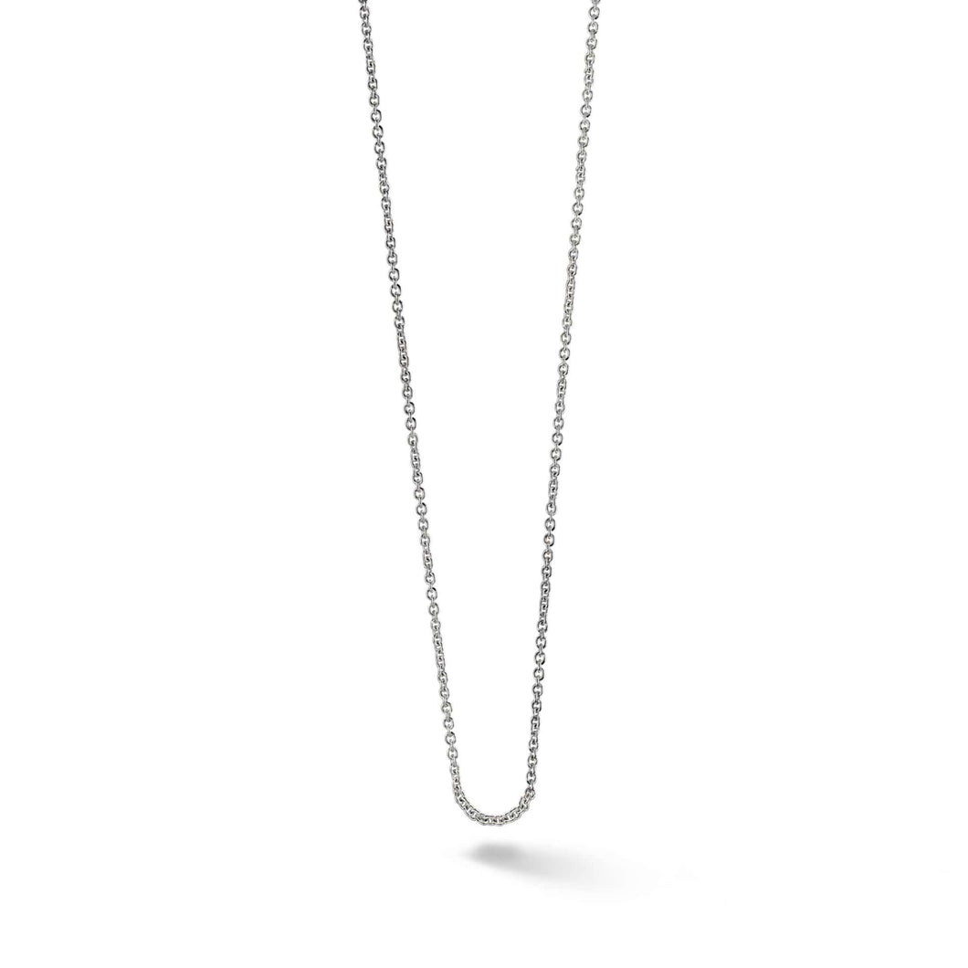 The perfect chain to match your Keepsakes.  Rhodium finished Sterling Silver Rolo in  18-20