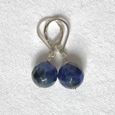 8mm Sodalite faceted ball earrings, complete with Sterling Silver lever backs. 